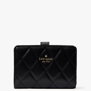 Kate Spade Carey Quilted Leather Medium Compact Bifold Wallet Black