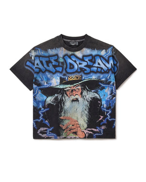 Vale Forever Blue Wizard Big Tee Washed Black - Living Legend