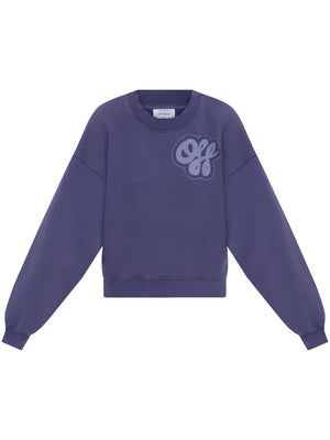 Off-White Logo print cotton Purple Crewneck Sweatshirt Size XXS Women's