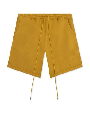 Rhude Men's Yellow Logo Embroidered Drawstring Sweatshorts - Living Legend