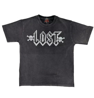 LOST INTRICACY "BLACK WASHED" RHINESTONE T-SHIRT - Living Legend