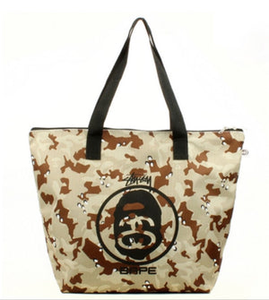BAPE x STUSSY Tote Bag Desert Camo Nylon Zip bag - Living Legend