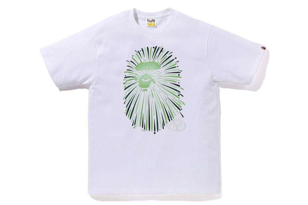 BAPE Ape Head Firework I Tee White/Green - Living Legend