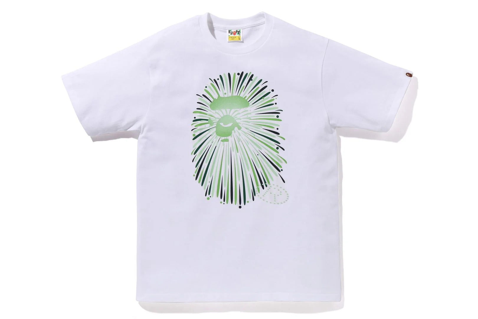 BAPE Ape Head Firework I Tee White/Green - Living Legend