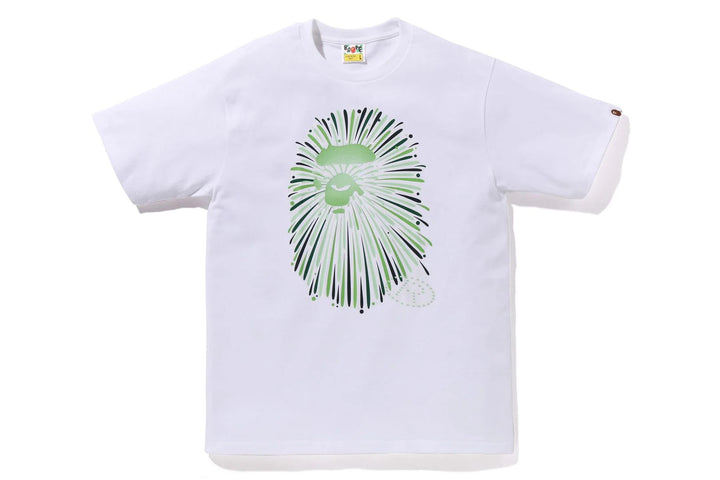 BAPE Ape Head Firework I Tee White/Green - Living Legend