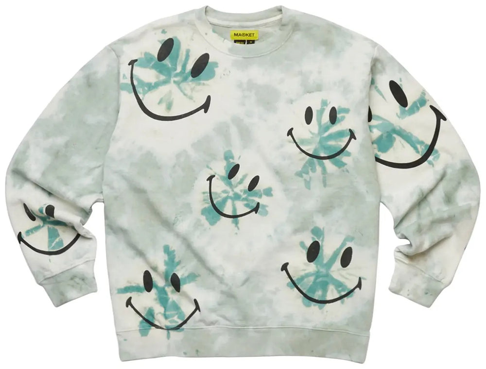 Market Smiley Shibori Dye Crewneck Sweatshirt 'Green' - Living Legend