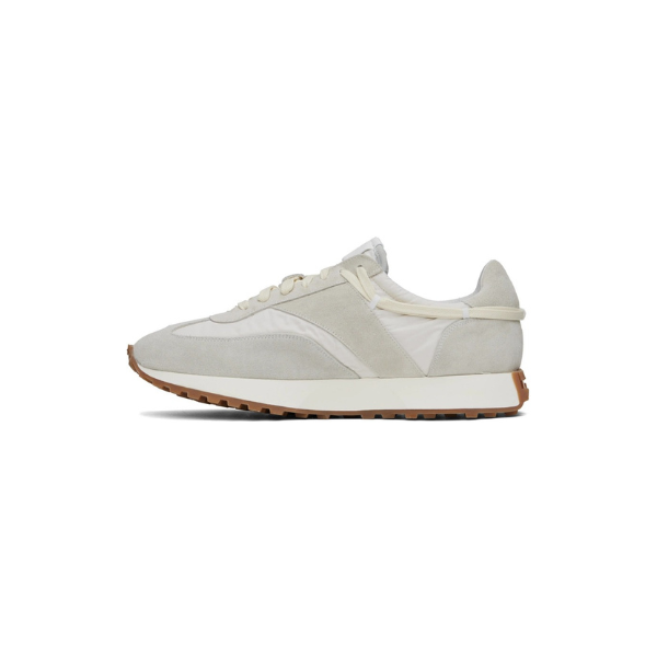 Rhude White Gray Runner Sneakers Men's Suede Canvas Low Top Shoes