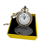 Invicta Vintage Style Men's Pocket Watch 47mm Bronze, White Dial w/Chain