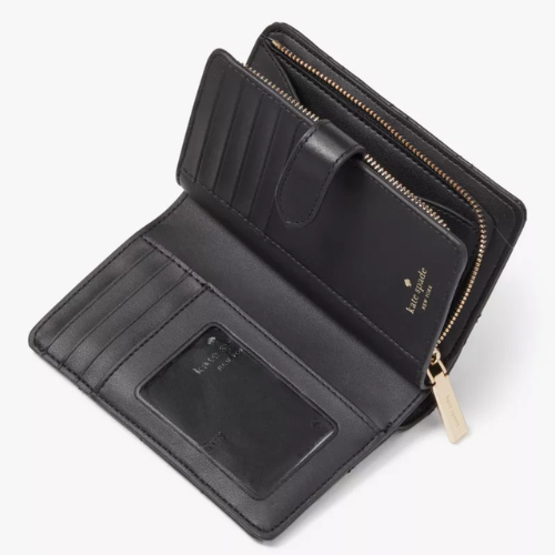 Kate Spade Carey Quilted Leather Medium Compact Bifold Wallet Black