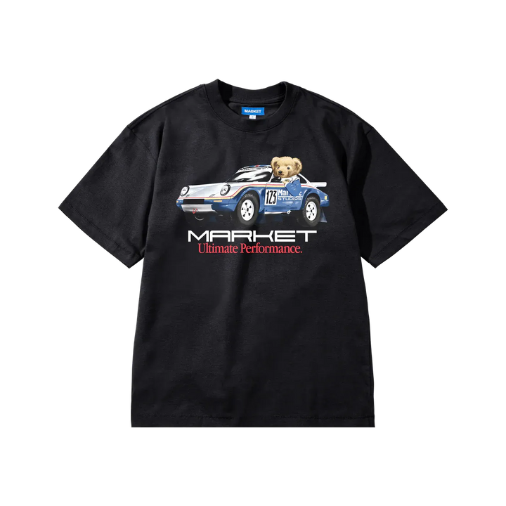 Market Ultimate Rally Driver Bear T-Shirt Washed Black - Living Legend