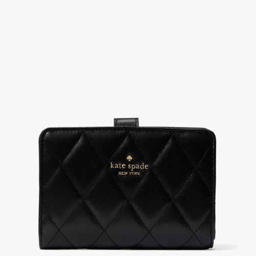 Kate Spade Carey Quilted Leather Medium Compact Bifold Wallet Black