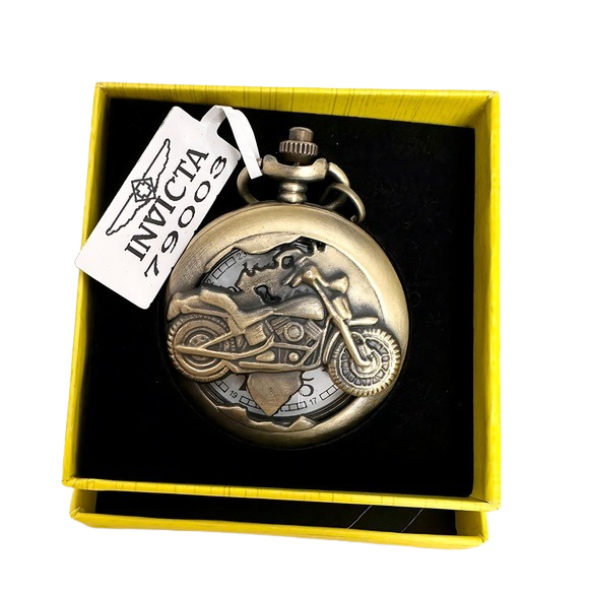 Invicta Vintage Style Men's Pocket Watch 47mm Bronze, White Dial w/Chain