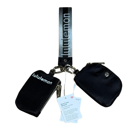 Lululemon Dual Pouch Wristlet Black Silver Grey Strap
