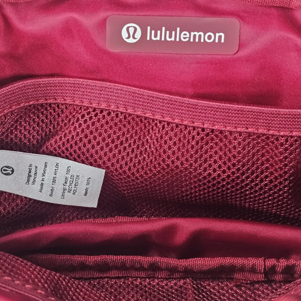 Lululemon Everywhere Belt Bag Wordmark Deep Luxe Burgundy Red Gold Logo