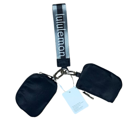 Lululemon Dual Pouch Wristlet Black Silver Grey Strap