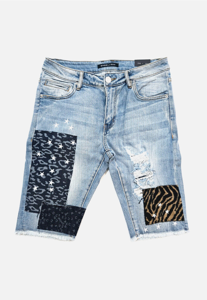 Embellish Men's Shorts Rips Patchwork - Living Legend