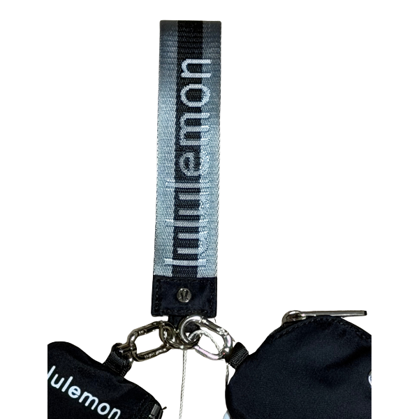 Lululemon Dual Pouch Wristlet Black Silver Grey Strap