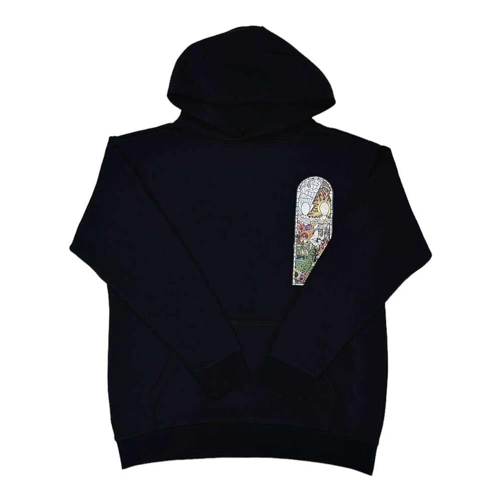 Who Decides War by MRDR BRVDO Stained Glass Hooded Sweatshirt Black - Living Legend