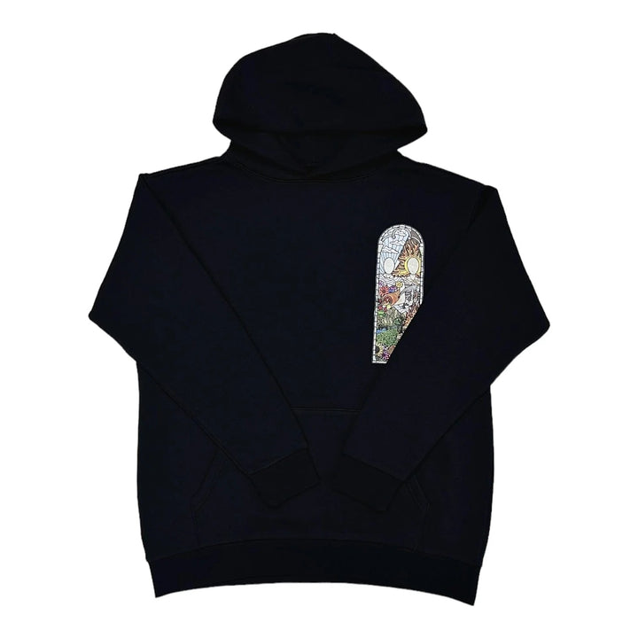 Who Decides War by MRDR BRVDO Stained Glass Hooded Sweatshirt Black - Living Legend