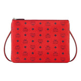 MCM LOGO CROSSBODY POUCH/ CLUTCH VISETOS CANDY RED - Living Legend