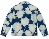 Black Scale Acid Wash Denim Trucker Jacket Medium Blue White Streetwear