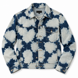 Black Scale Acid Wash Denim Trucker Jacket Medium Blue White Streetwear