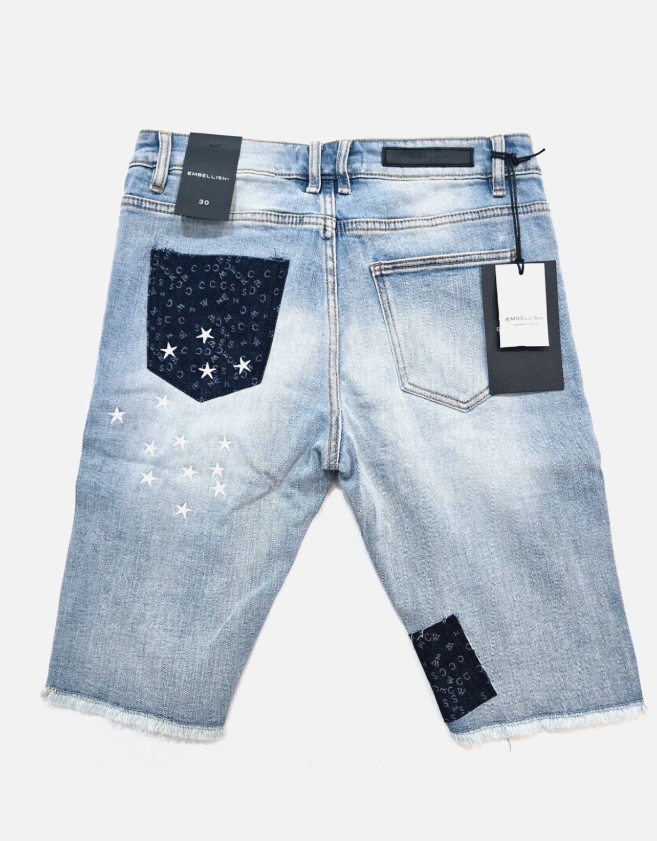 Embellish Men's Shorts Rips Patchwork - Living Legend