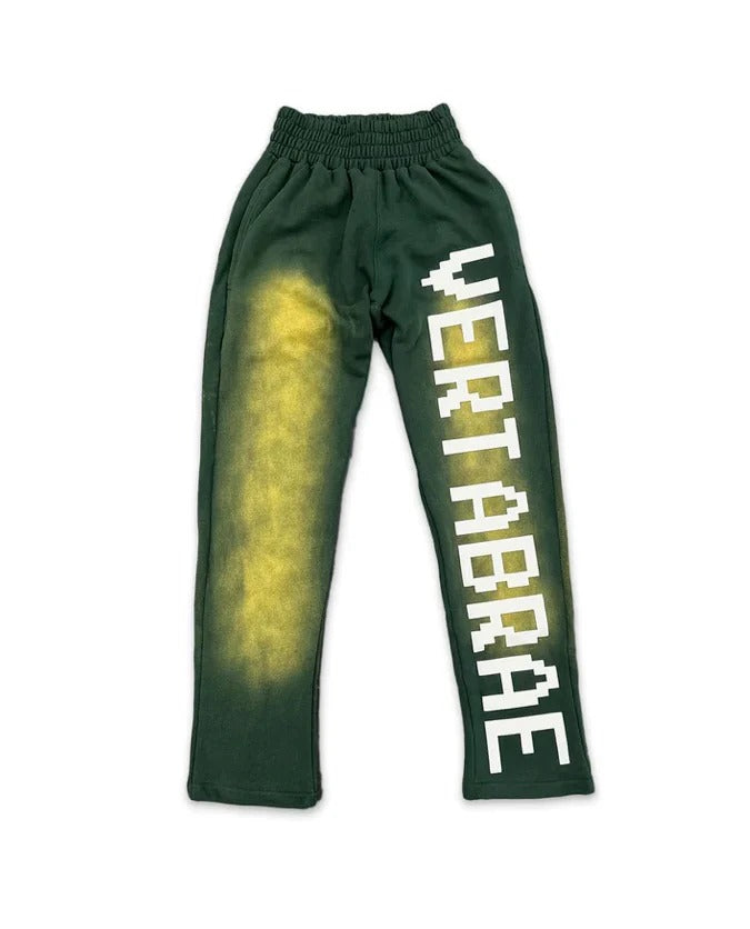 VERTABRAE STRAIGHT SWEATPANTS "WASHED GREEN/WHITE" - Living Legend