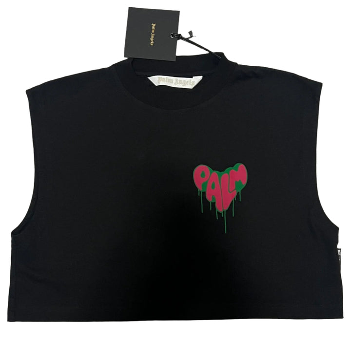 Palm Angels Spray Heart Muscle Cropped Tee - Living Legend