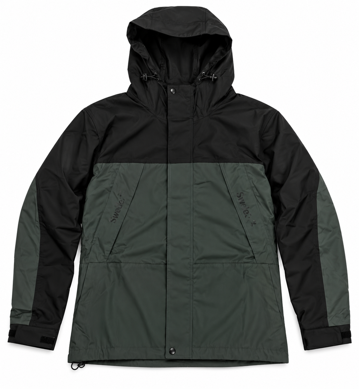 SINCLAIR Two Tone Hooded Jacket Men's Large Black Grey Zip Up Streetwear NWT