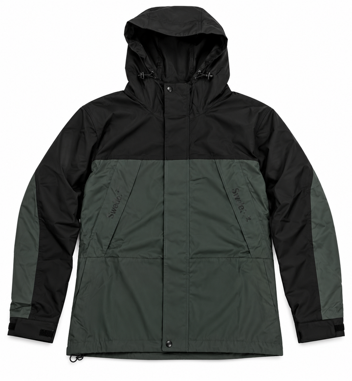 SINCLAIR Two Tone Hooded Jacket Men's Large Black Grey Zip Up Streetwear NWT