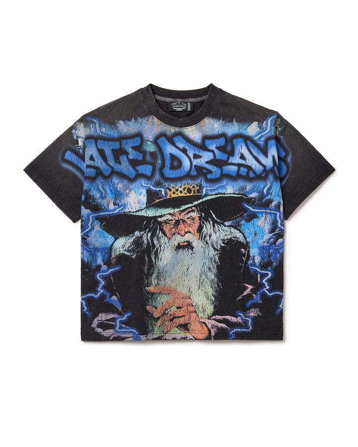 Vale Forever Blue Wizard Big Tee Washed Black - Living Legend