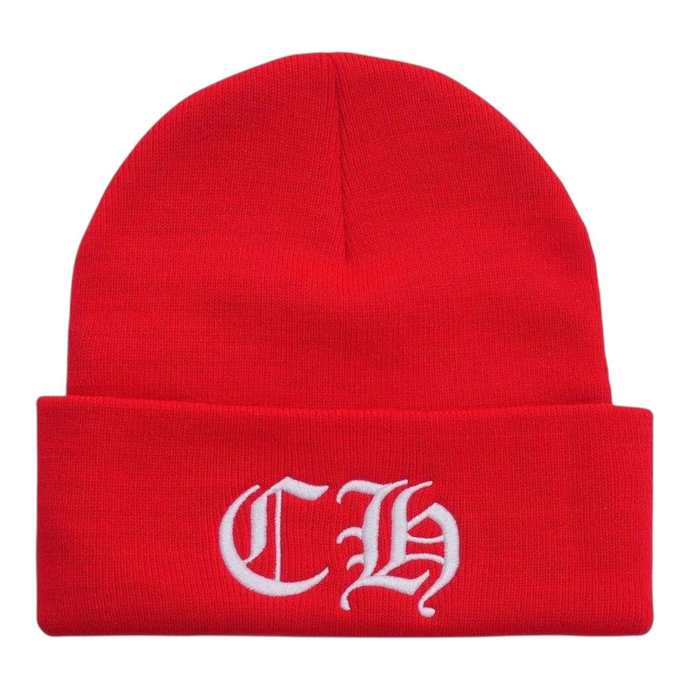 Chrome Hearts Embroidered CH Logo Beanie Red