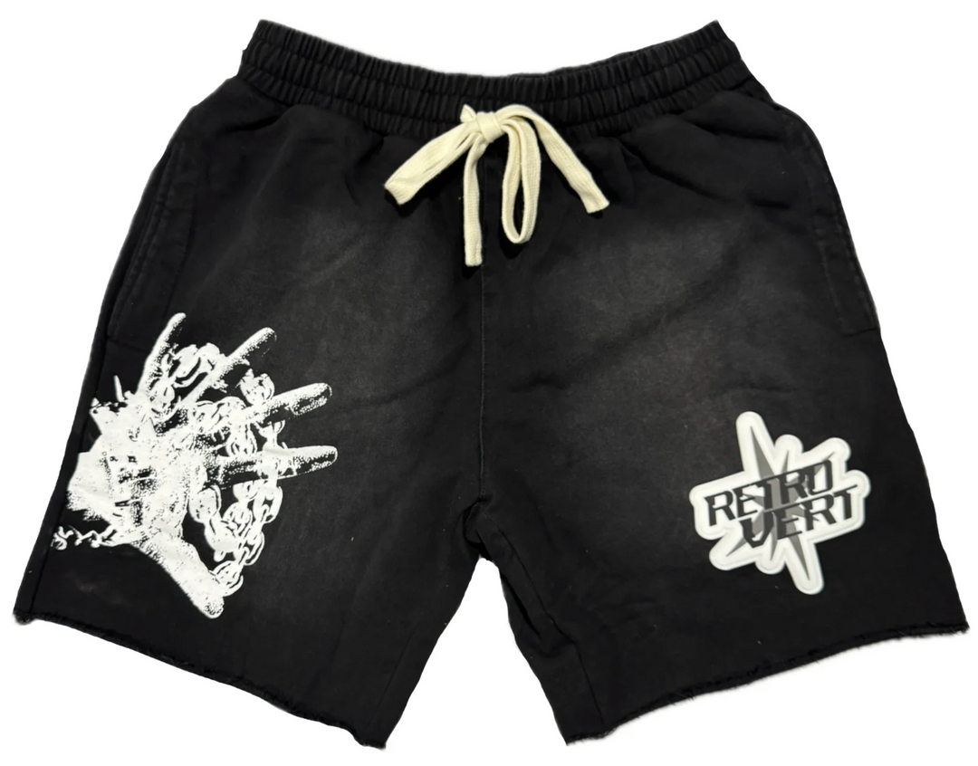 Retrovert Spiked Hands Shorts Black