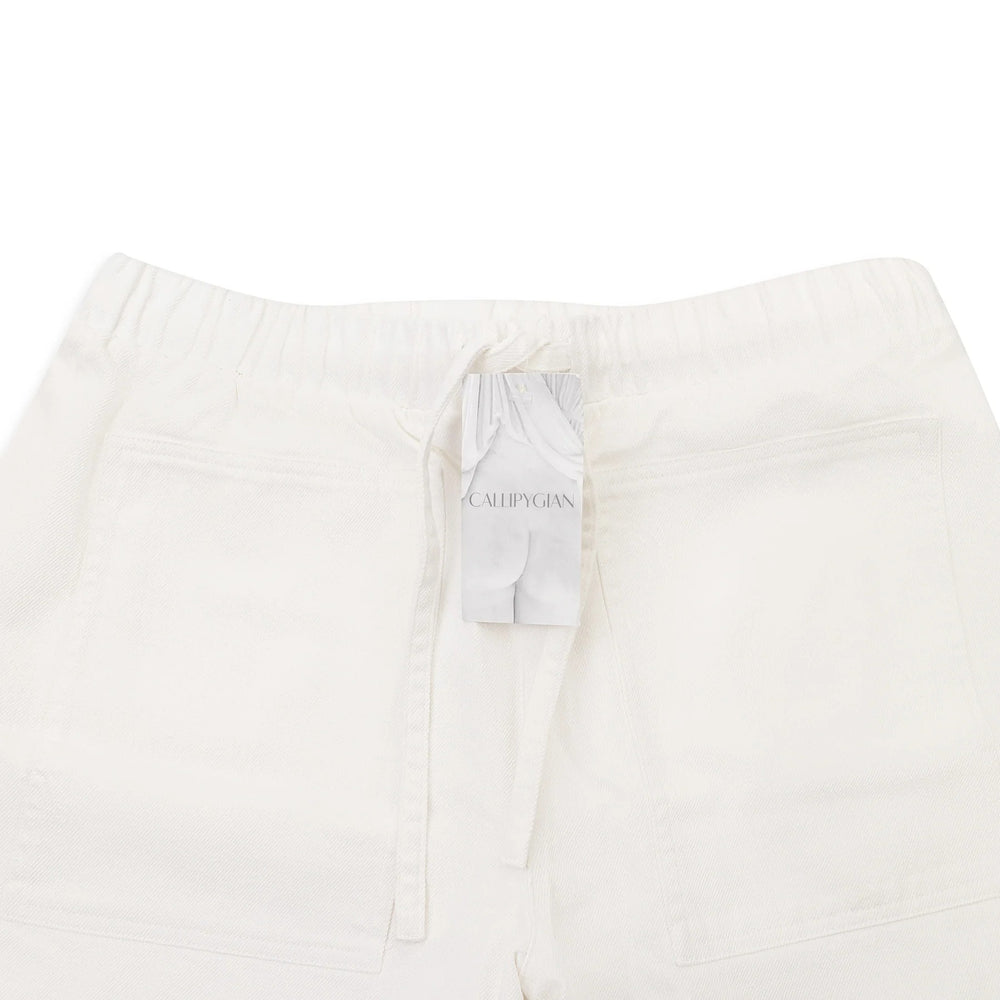 Callipygian White Denim Shorts Women  Drawstring Cotton Casual Summer
