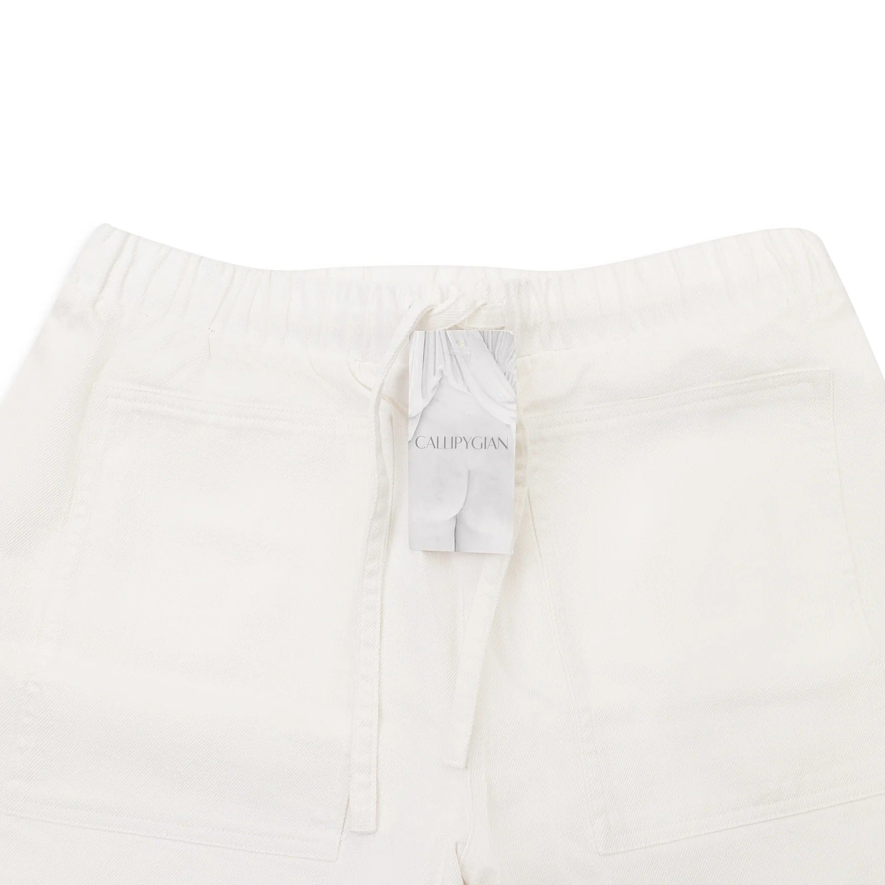 Callipygian White Denim Shorts Women  Drawstring Cotton Casual Summer