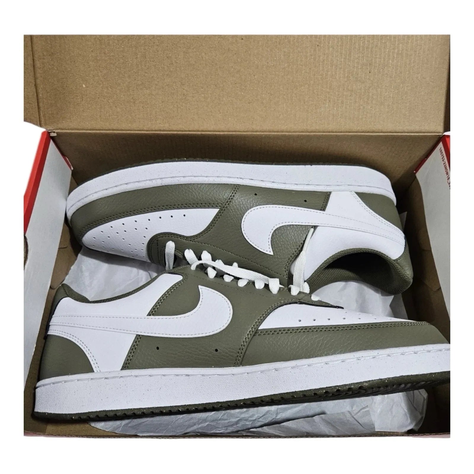 Nike Court Vision Lo Shoes Medium Olive White HM9862 201 Men’s Size 12