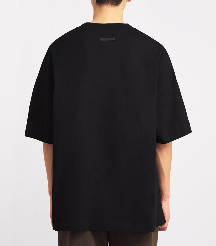 FEAR OF GOD ESSENTIALS Black Cotton University Crest Logo T-Shirt
