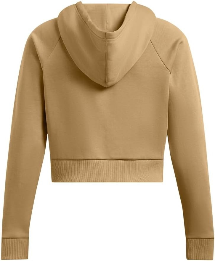 Under Armour Women's Rival Fleece Cropped Full Zip Camel/White