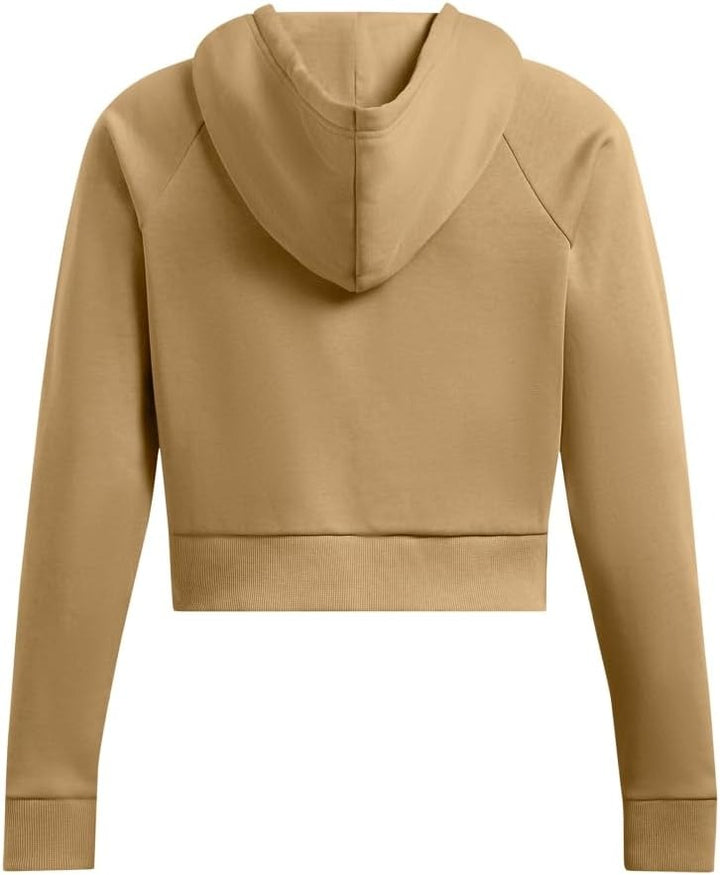 Under Armour Women's Rival Fleece Cropped Full Zip Camel/White