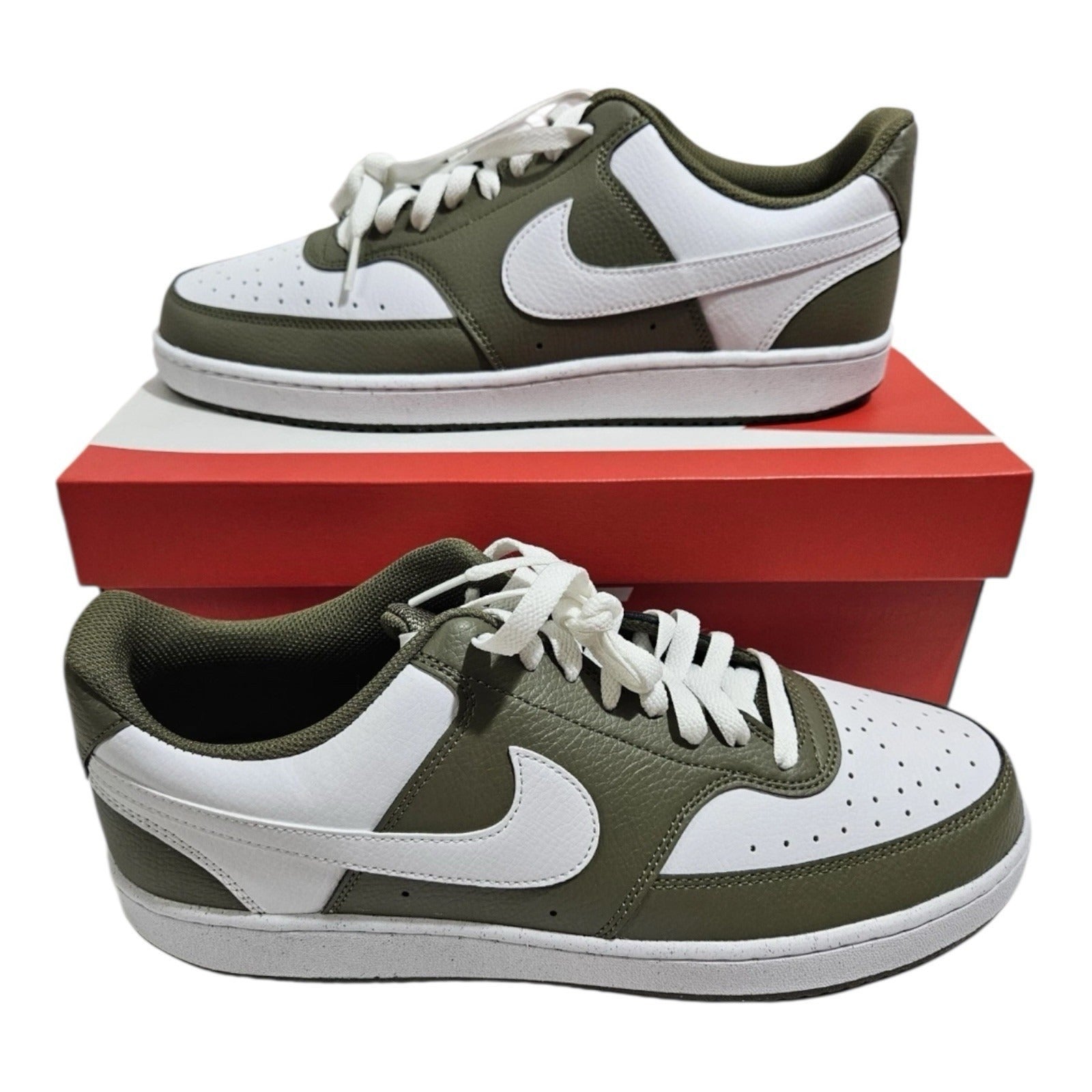 Nike Court Vision Lo Shoes Medium Olive White HM9862 201 Men’s Size 12