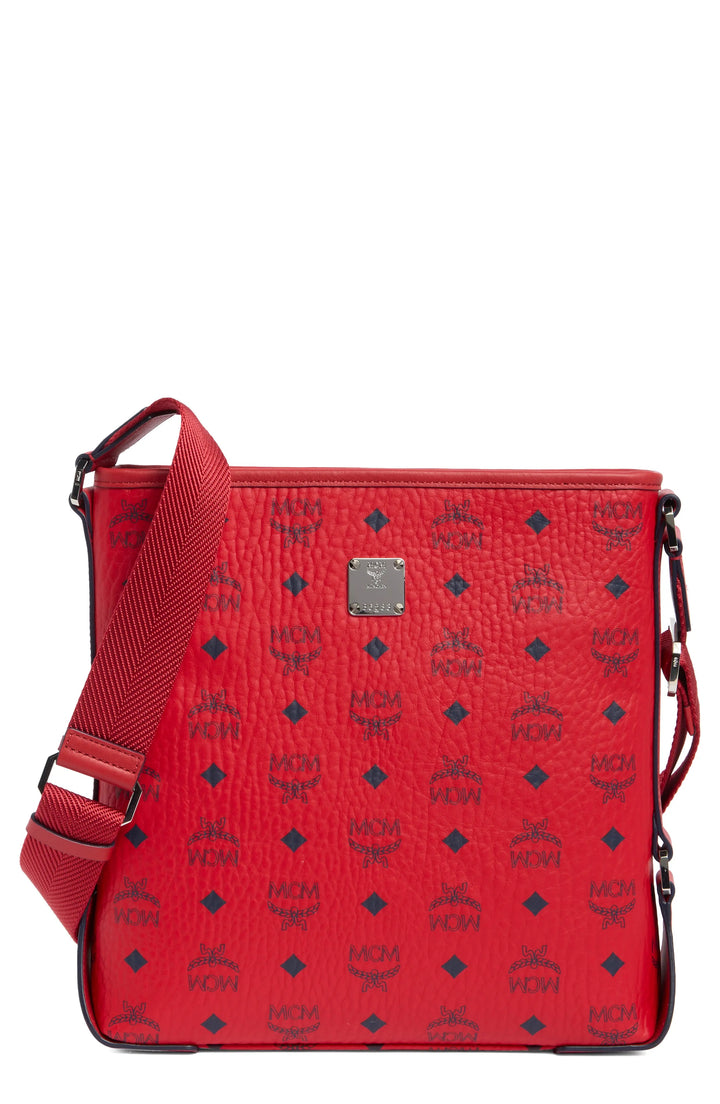 MCM Aren Logo Crossbody Bag Candy Red