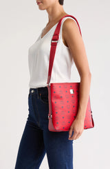 MCM Aren Logo Crossbody Bag Candy Red