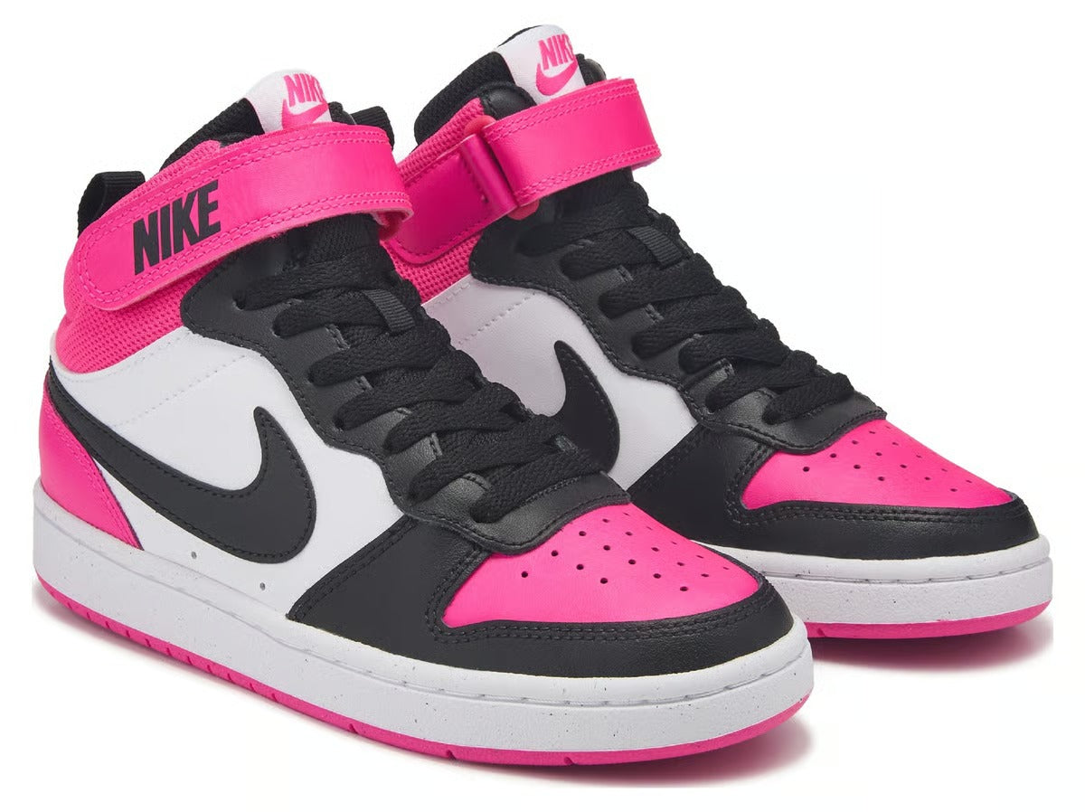 Nike Court Borough Mid 2 Black Pink Sneakers Size 5Y HV0933-100