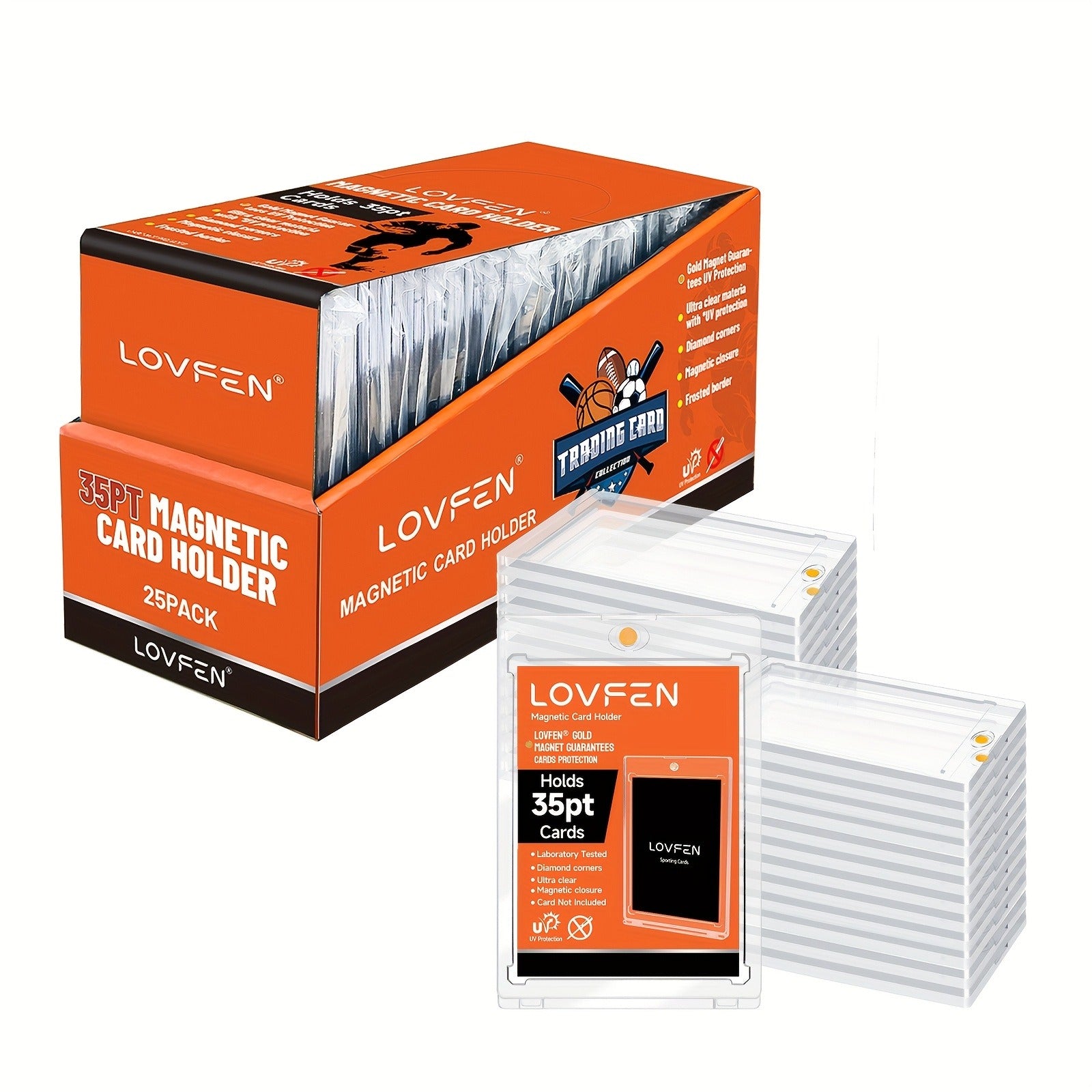 LOVFEN 25ct 35pt Magnetic Card Holders One-Touch Trading Card Protectors