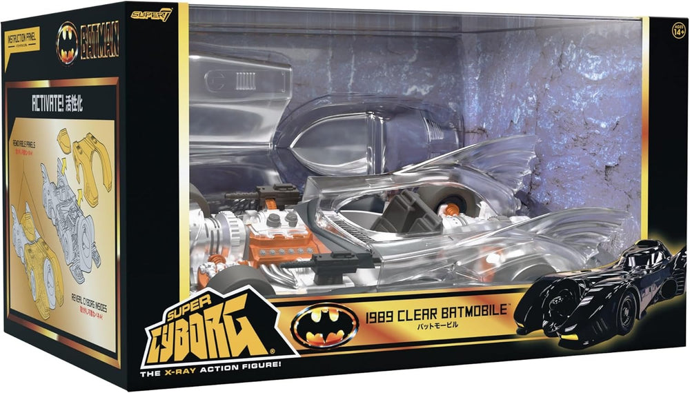 Super7 Batman 1989 Batmobile Clear X-Ray Super Cyborg 13.9" Collectible