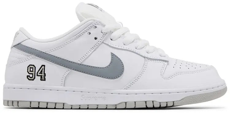 2025 Nike Supreme x Dunk Low SB 'White Metallic Silver'