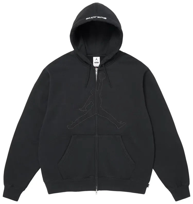 Supreme x Jordan Zip Up Hooded Sweatshirt 'Black'