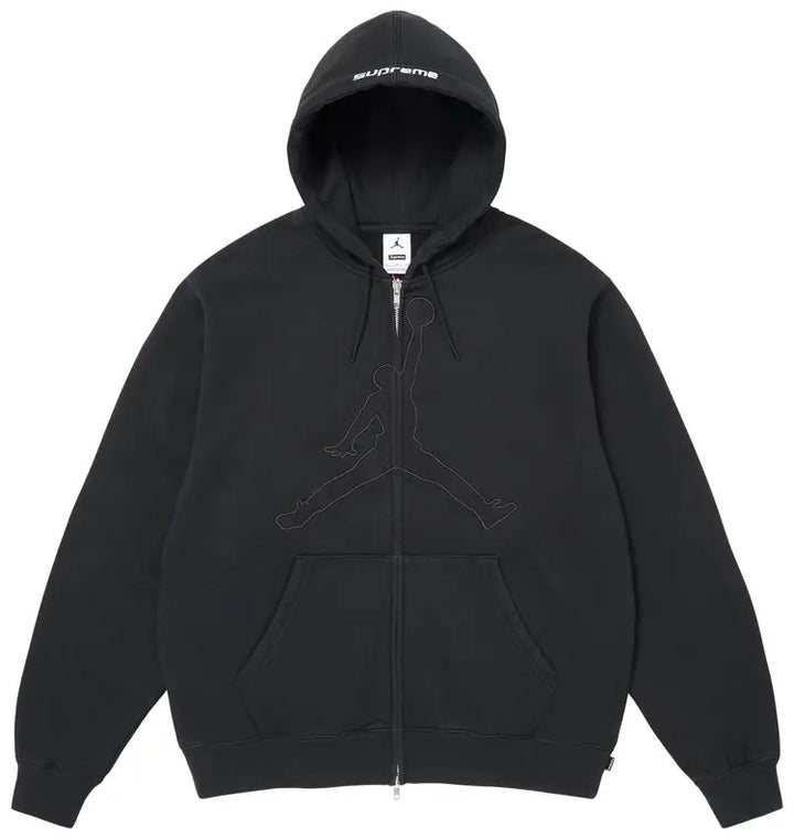 Supreme x Jordan Zip Up Hooded Sweatshirt 'Black'
