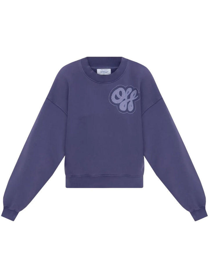 Off-White Logo print cotton Purple Crewneck Sweatshirt Size XXS Women's